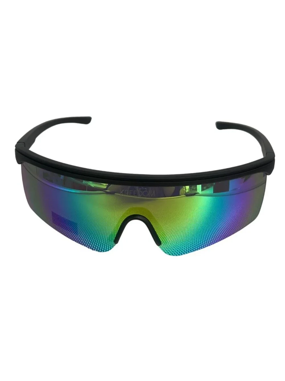 Kreedom Sports Sunglasses Green Blue Gradient Lens Black Frame UV Protection NEW